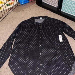 Black Polka Dot Button Down